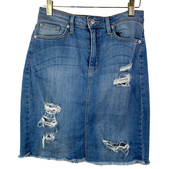 Just Black Dresses & Skirts - Just Black Distressed Denim Skirt Size Medium